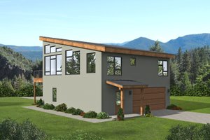 Exterior - Rear Elevation for Contemporary House Plan #932-473 - 1 bed, 2 bath