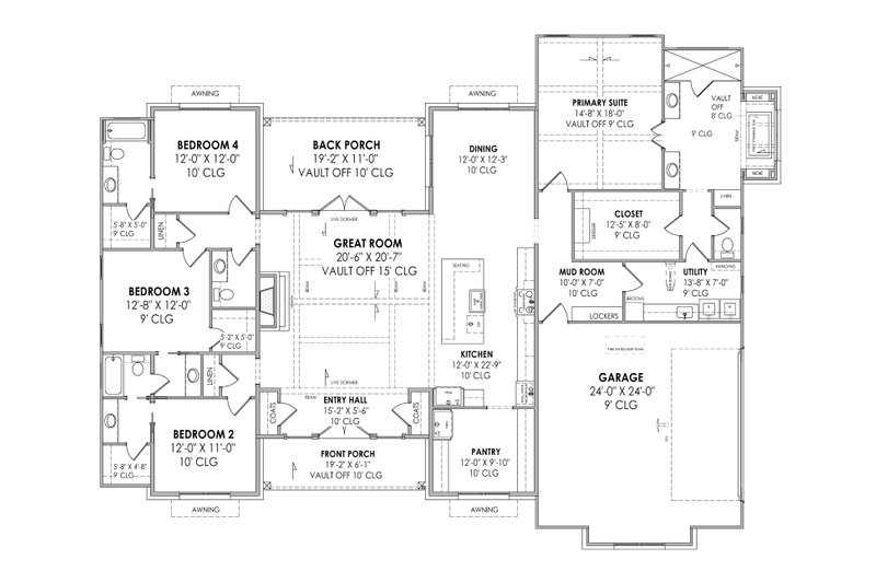 House Plan Design - Floor Plan - Main Floor for Country House Plan #1096-65 - 4 bed, 3.5 bath