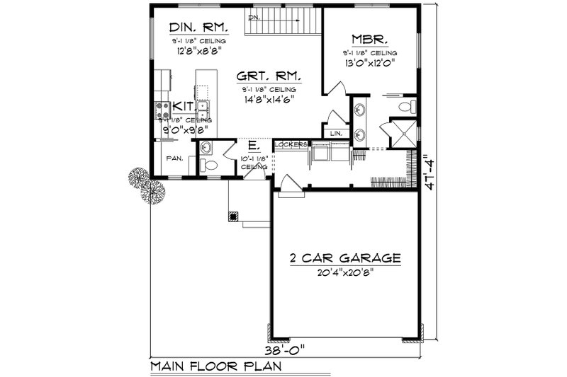 House Blueprint - Floor Plan - Main Floor for Ranch House Plan #70-1506 - 3 bed, 2.5 bath