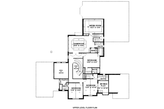 Floor Plan - Upper Floor for European House Plan #141-234 - 5 bed, 6.5 bath