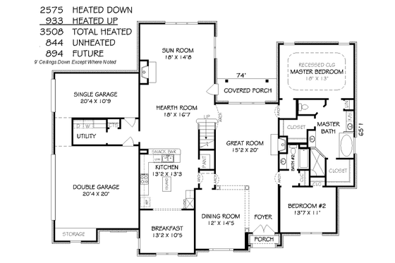 Floor Plan - Main Floor for European House Plan #424-359 - 4 bed, 3 bath