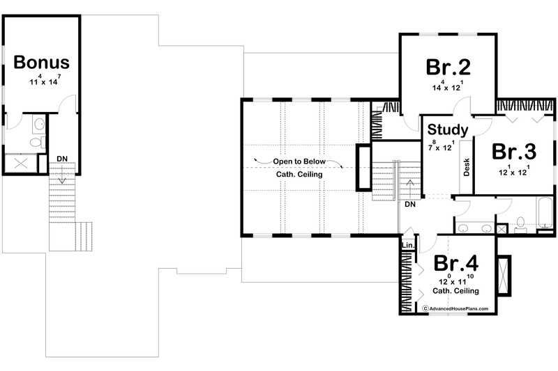 House Design - Floor Plan - Upper Floor for Farmhouse House Plan #455-239 - 5 bed, 4 bath