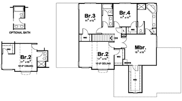 House Plan Design - Traditional Floor Plan - Upper Floor Plan #20-1763