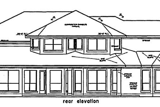 Exterior - Rear Elevation for Mediterranean House Plan #411-182 - 5 bed, 3 bath