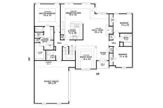 Floor Plan - Main Floor for European House Plan #81-13832 - 3 bed, 2 bath