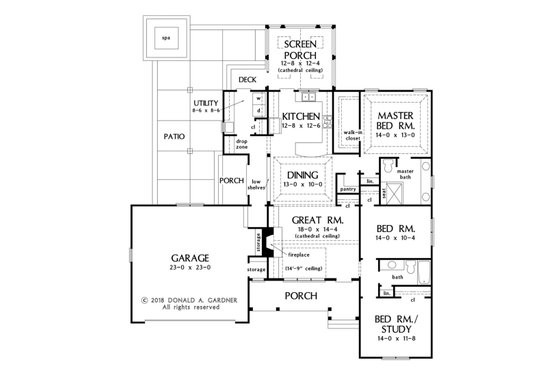 Floor Plan - Main Floor for Ranch House Plan #929-1067 - 3 bed, 2 bath