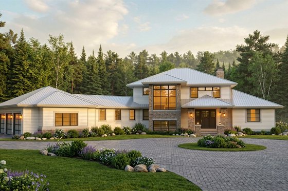 Exterior - Front Elevation 3 for Contemporary House Plan #928-363 - 4 bed, 3.5 bath