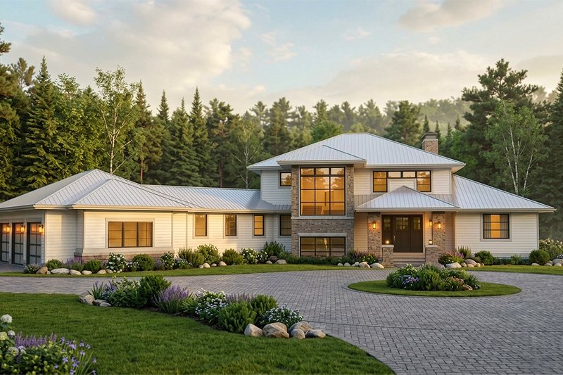 Dream House Plan - Exterior - Front Elevation 3 for Contemporary House Plan #928-363 - 4 bed, 3.5 bath