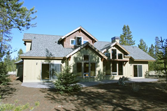 Craftsman style home design, rear elevation photo