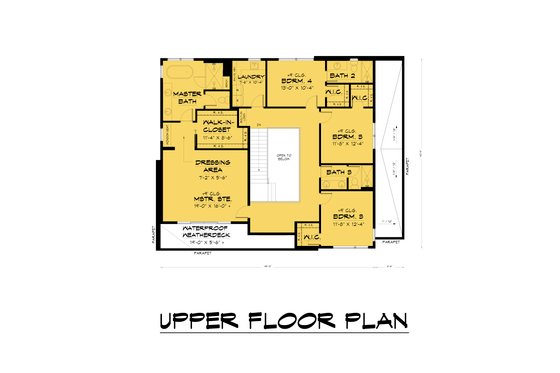 Floor Plan - Upper Floor for Contemporary House Plan #1066-235 - 4 bed, 3.5 bath