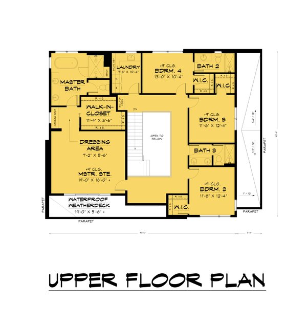 Contemporary Floor Plan - Upper Floor Plan #1066-235