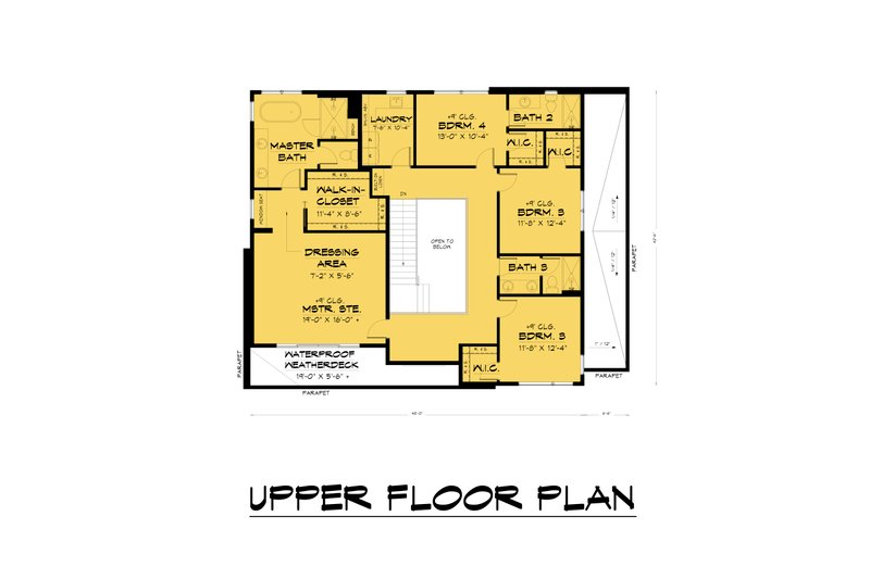 Dream House Plan - Floor Plan - Upper Floor for Contemporary House Plan #1066-235 - 4 bed, 3.5 bath