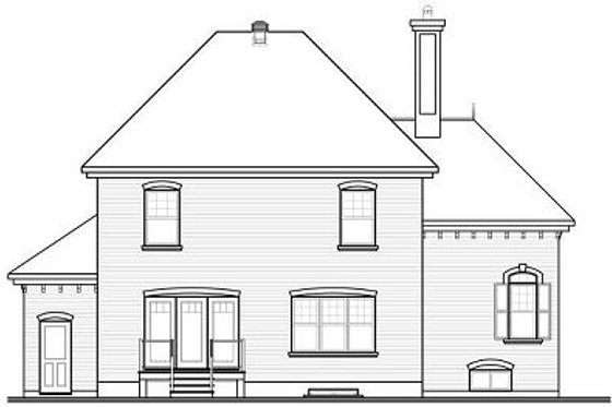 Exterior - Rear Elevation for European House Plan #23-810 - 3 bed, 2 bath