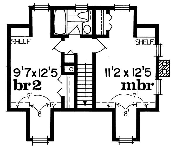 Traditional Floor Plan - Upper Floor Plan #47-163