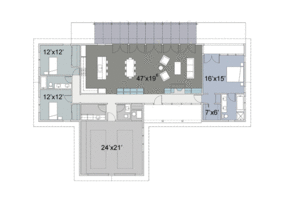 Floor Plan - Main Floor for Ranch House Plan #445-5 - 3 bed, 2.5 bath