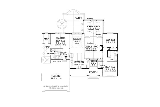 Floor Plan - Main Floor for Craftsman House Plan #929-1127 - 3 bed, 2 bath
