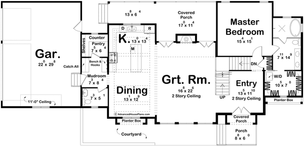 Home Plan - Floor Plan - Main Floor for Cottage House Plan #455-806 - 3 bed, 4 bath