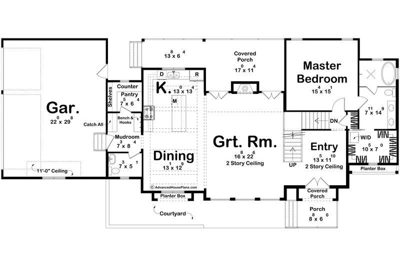 Home Plan - Floor Plan - Main Floor for Cottage House Plan #455-806 - 3 bed, 4 bath