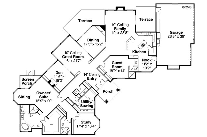 House Plan Design - Floor Plan - Main Floor for Ranch House Plan #124-238 - 3 bed, 3.5 bath