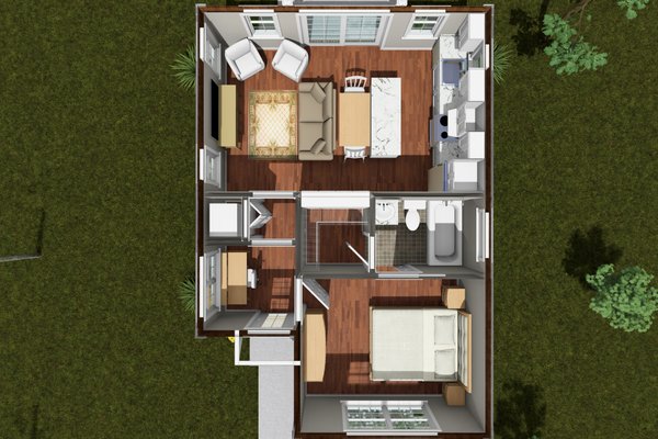 Dream House Plan - Floor Plan - Main Floor for Cottage House Plan #513-2443 - 1 bed, 1 bath
