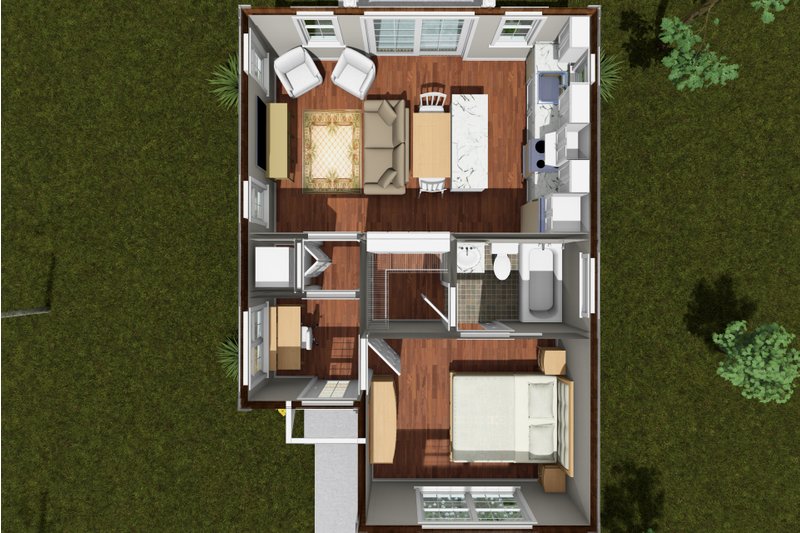 Dream House Plan - Floor Plan - Main Floor for Cottage House Plan #513-2443 - 1 bed, 1 bath