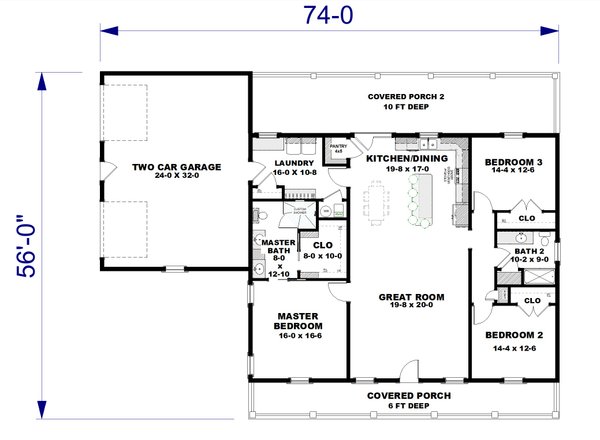 Home Plan - Farmhouse Floor Plan - Main Floor Plan #44-286