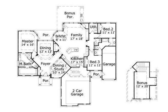 Floor Plan - Main Floor for European House Plan #411-482 - 3 bed, 2.5 bath