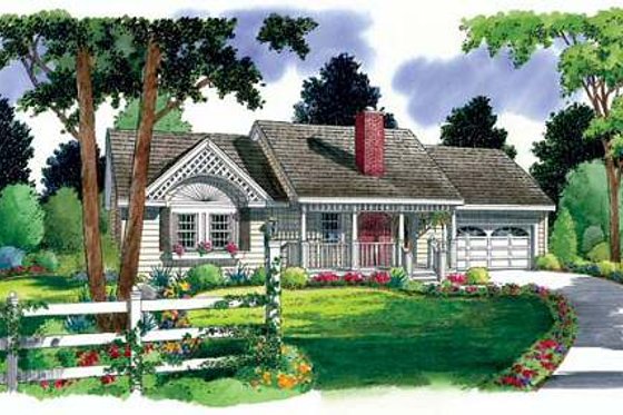 Exterior - Front Elevation for Country House Plan #312-158 - 3 bed, 2 bath