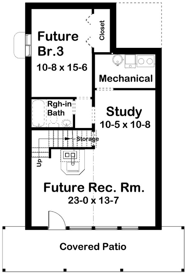 House Plan Design - Floor Plan - Lower Floor for Cabin House Plan #126-188 - 3 bed, 2 bath