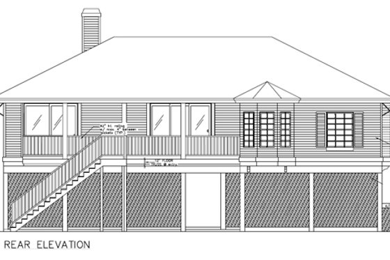 Exterior - Rear Elevation for Country House Plan #115-127 - 3 bed, 2 bath