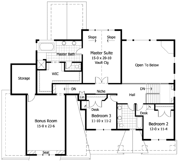 Country Floor Plan - Upper Floor Plan #51-222