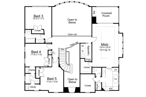 Floor Plan - Upper Floor for European House Plan #119-255 - 5 bed, 4 bath