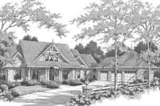 Exterior - Front Elevation for European House Plan #71-133 - 3 bed, 3.5 bath