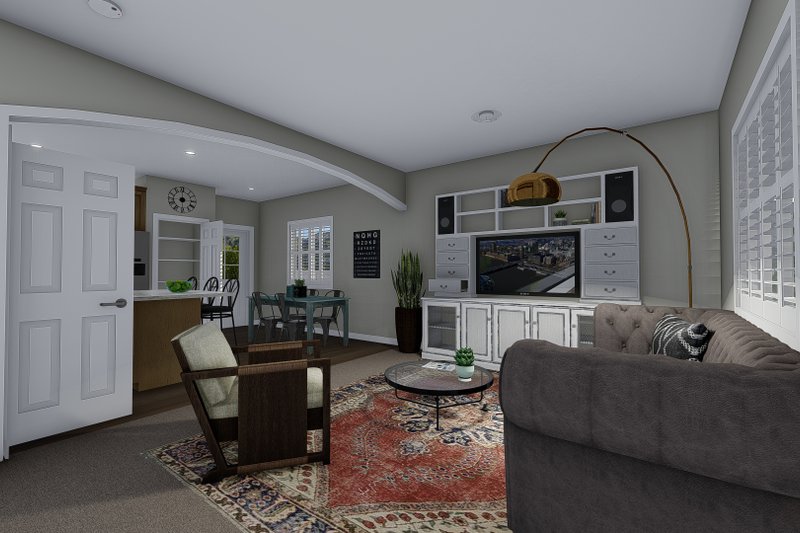 House Blueprint - Interior - Family Room 2 for Ranch House Plan #1060-438 - 2 bed, 2 bath