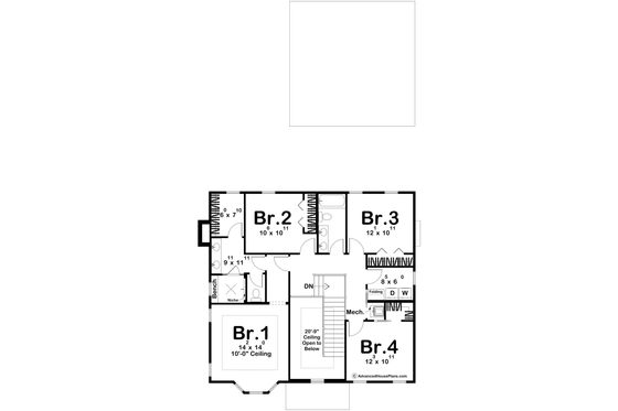 Floor Plan - Upper Floor for Victorian House Plan #455-776 - 4 bed, 2.5 bath