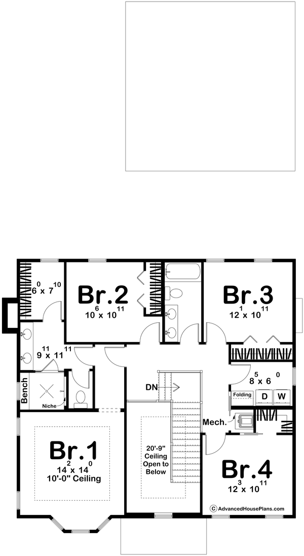 Dream House Plan - Floor Plan - Upper Floor for Victorian House Plan #455-776 - 4 bed, 2.5 bath