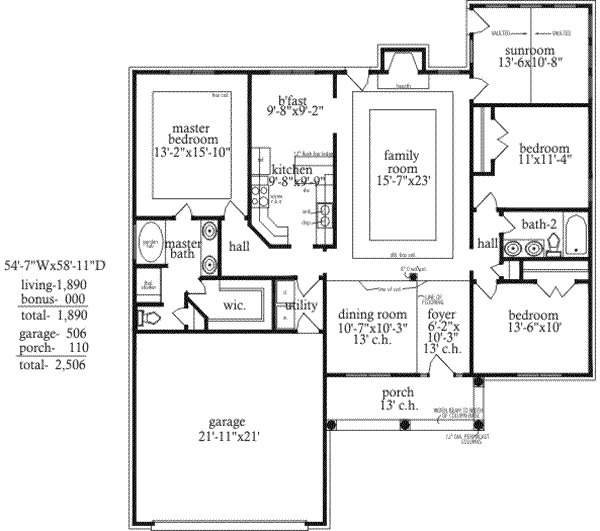 Colonial Floor Plan - Main Floor Plan #69-180