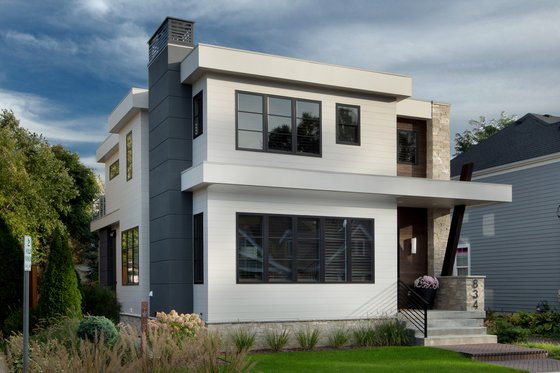 Exterior - Front Elevation 3 for Contemporary House Plan #928-386 - 2 bed, 2.5 bath