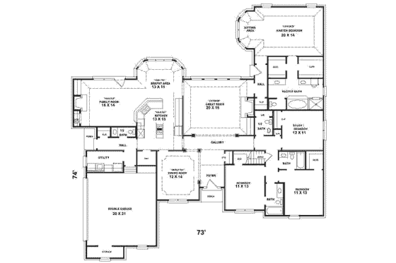 Floor Plan - Main Floor for Traditional House Plan #81-405 - 3 bed, 3.5 bath