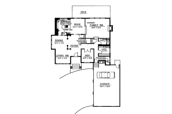 Floor Plan - Main Floor for Prairie House Plan #94-205 - 4 bed, 2.5 bath