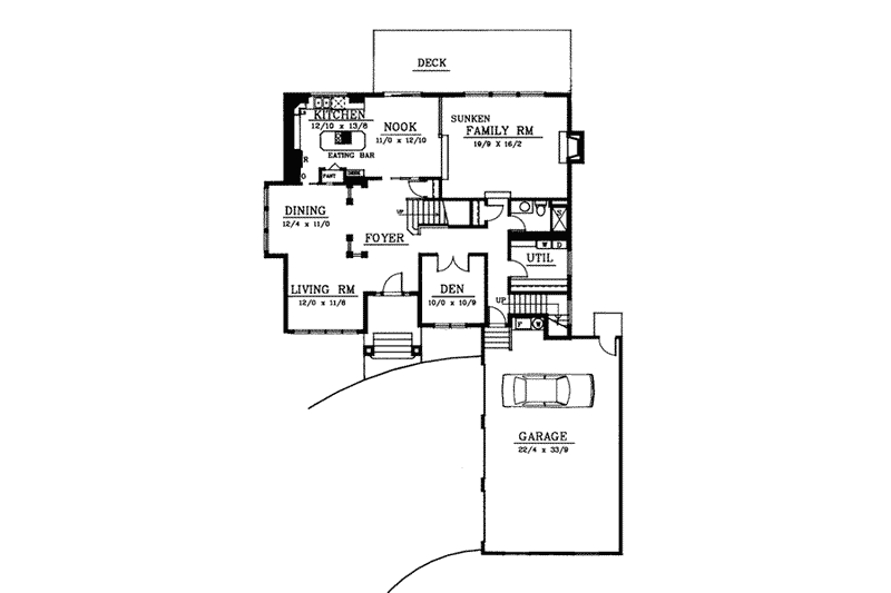 Home Plan - Floor Plan - Main Floor for Prairie House Plan #94-205 - 4 bed, 2.5 bath
