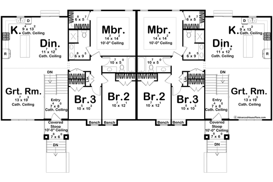 Floor Plan - Main Floor for Traditional House Plan #455-386 - 3 bed, 2.5 bath