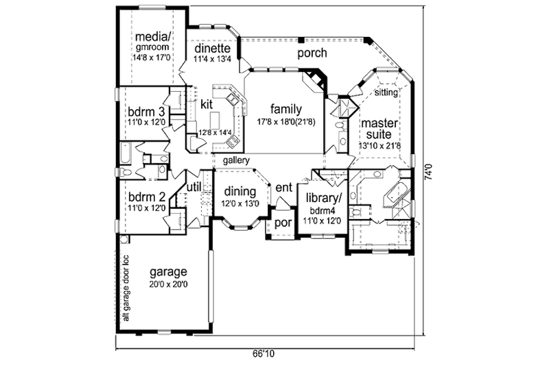 Home Plan - Floor Plan - Main Floor for Traditional House Plan #84-487 - 3 bed, 2.5 bath