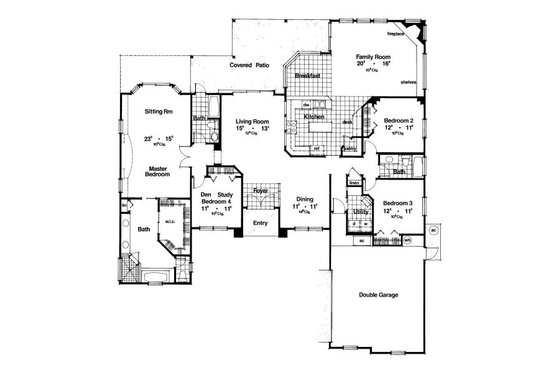 Floor Plan - Main Floor for European House Plan #417-308 - 4 bed, 3 bath