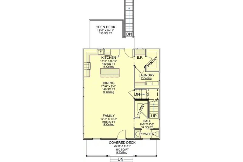 Architectural House Design - Floor Plan - Main Floor for Farmhouse House Plan #1116-55 - 3 bed, 2.5 bath