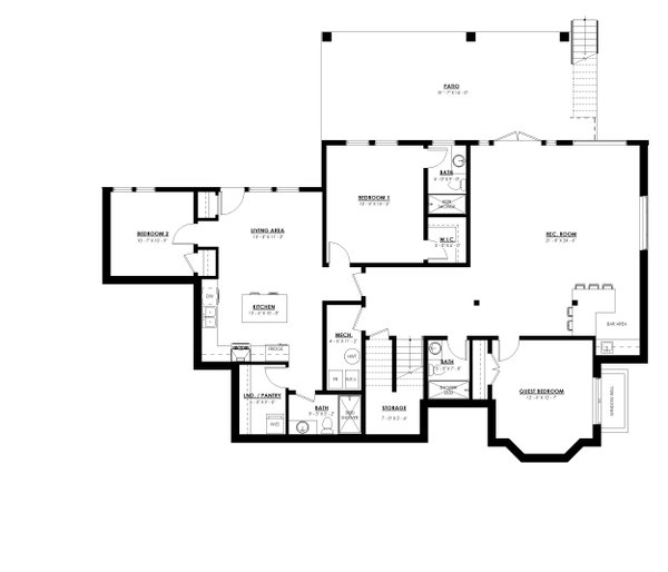House Blueprint - Craftsman Floor Plan - Lower Floor Plan #1114-80