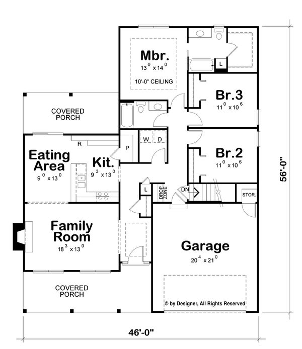 Architectural House Design - Ranch Floor Plan - Main Floor Plan #20-2271