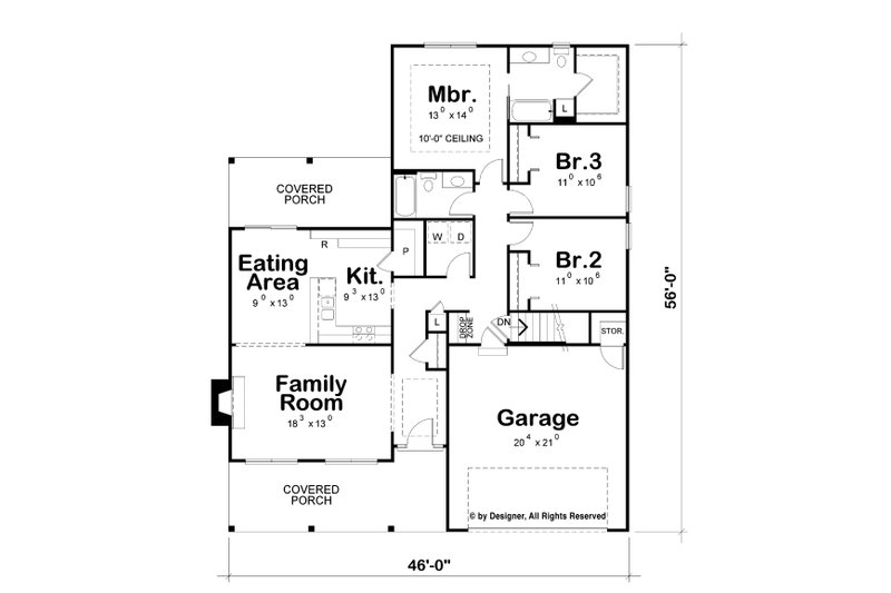 Home Plan - Floor Plan - Main Floor for Ranch House Plan #20-2271 - 3 bed, 2 bath