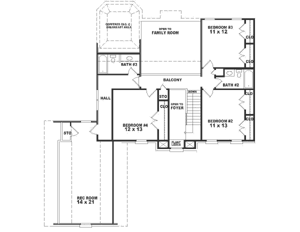 European Floor Plan - Upper Floor Plan #81-487