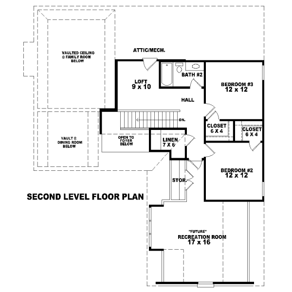 Traditional Floor Plan - Upper Floor Plan #81-13900